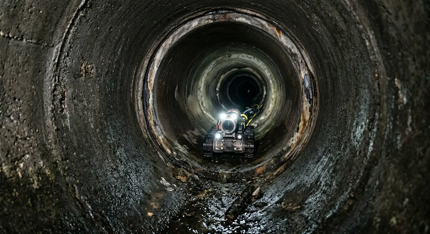 Robotic sewer camera inspecting pipe interior for Sewer Line Repair in New Scotland